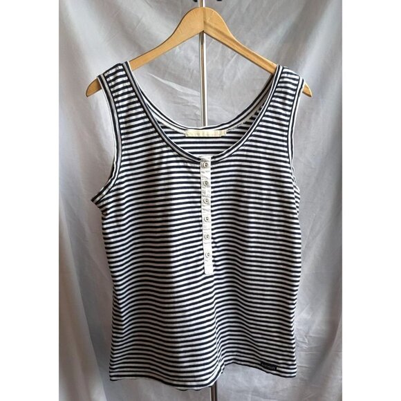 Vintage 90s/Y2K BLUE WILLI'S Luxury 100% Cotton Navy Stripe Tank Button Size XXL - Picture 1 of 7